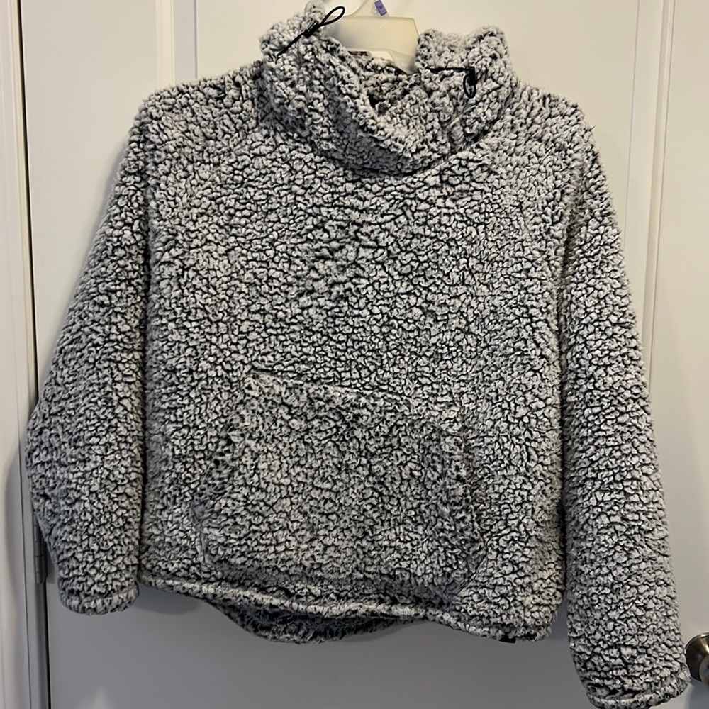 Thick soft fluffy cowl neck pullover sweater sweatshirt